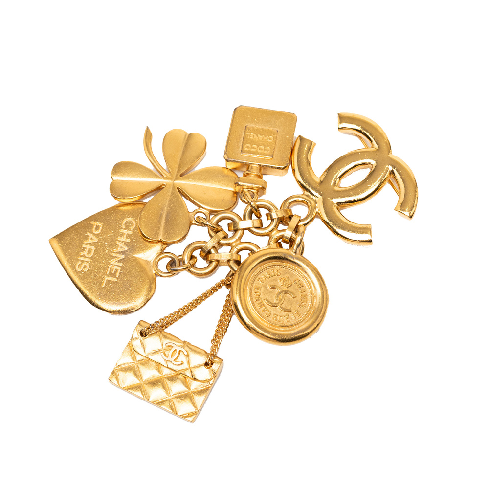 Pre-Loved Chanel CC Gold Plated Icon Charm Pin Brooch